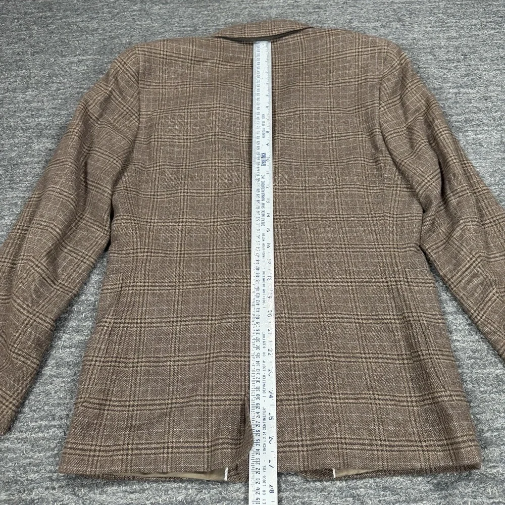 Banana Republic Blazer Men 38S Brown Plaid Sport Coat Italian Fabric Cotton